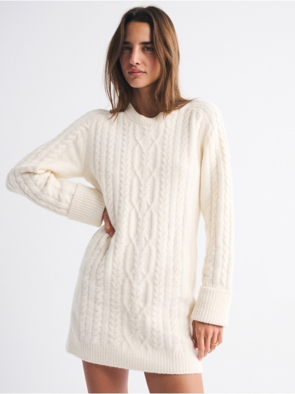 NWT Abercrombie & Fitch Cream Cable Knit Sweater Dress